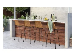 Set de 2 sillas de bar de resina tejida marrón 76 cm - Mandya