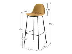 Set de 2 sillas de bar de terciopelo amarillo 75 cm - Henrik