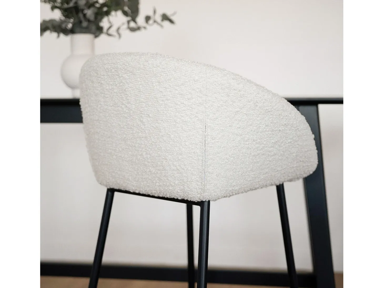 Set de 2 sillas de bar efecto bouclé blanco 75 cm - Marquise