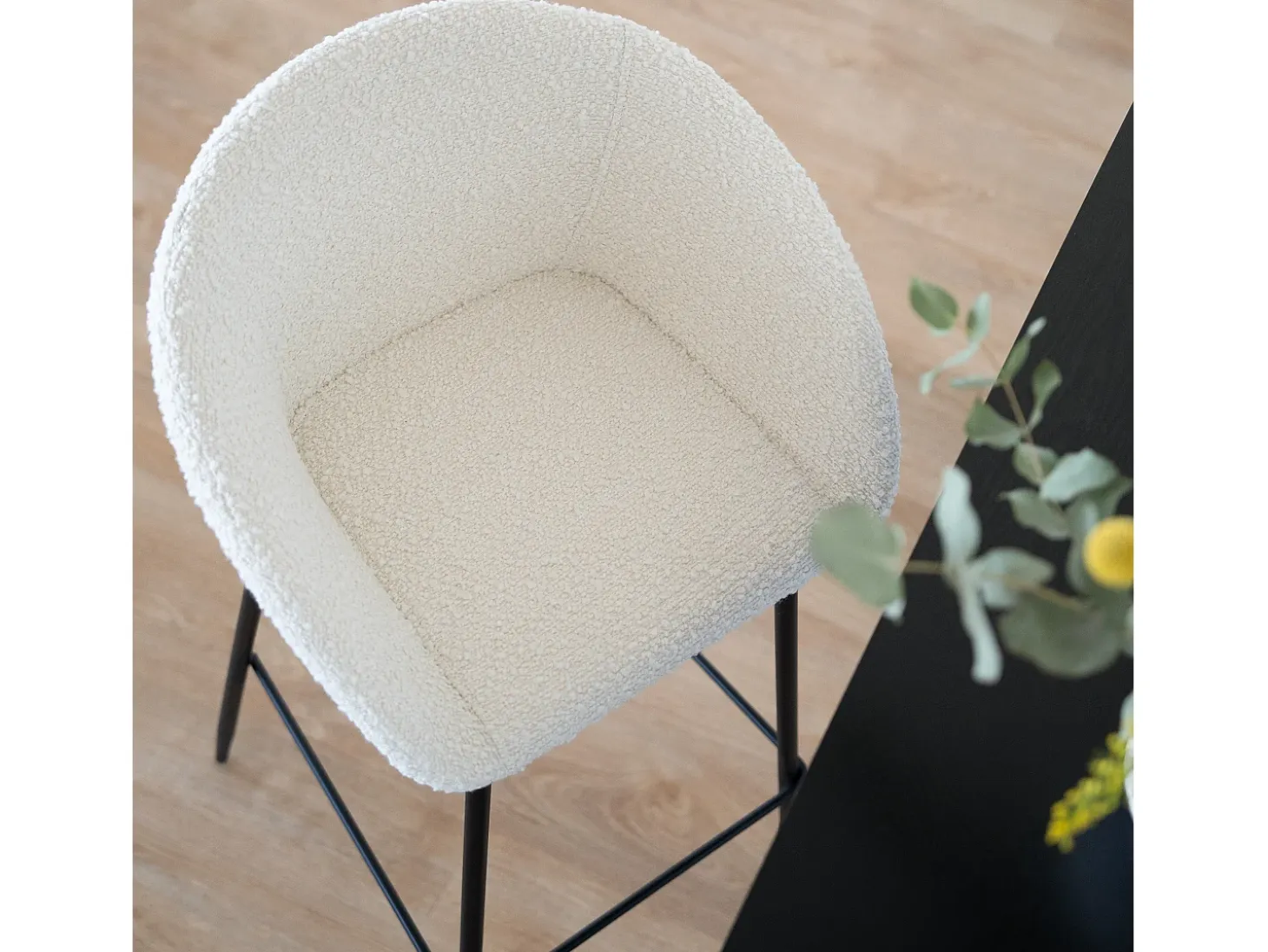 Set de 2 sillas de bar efecto bouclé blanco 75 cm - Marquise