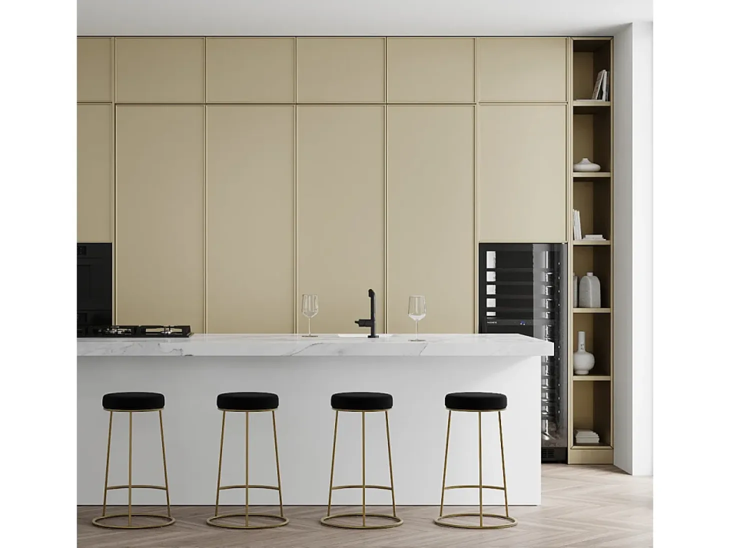 Set de 2 sillas para isla de cocina de terciopelo negro 63 cm - Kendal