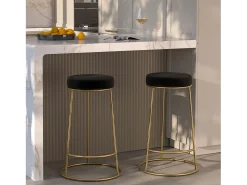 Set de 2 sillas para isla de cocina de terciopelo negro 63 cm - Kendal