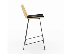 Set de 2 sillas para isla central en ratán y metal negro 66 cm - Goa
