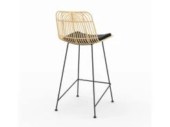 Set de 2 sillas para isla central en ratán y metal negro 66 cm - Goa