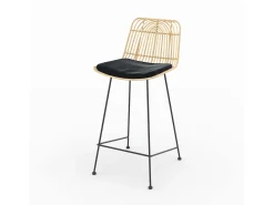 Set de 2 sillas para isla central en ratán y metal negro 66 cm - Goa