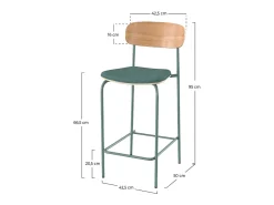 Set de 2 sillas para isla central en tela azul pato 65 cm - Alba