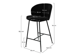 Set de 2 sillas para isla de cocina en tejido bouclé negro 66 cm - Groom