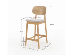 Set de 2 sillas para isla central en madera y tela beige 66 cm - Charlize