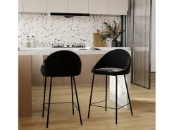 Set de 2 sillas para isla de cocina en terciopelo negro 65 cm - Misty