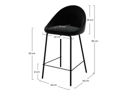 Set de 2 sillas para isla de cocina en terciopelo negro 65 cm - Misty