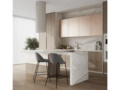 Set de 2 sillas para isla de cocina en tela moteada gris oscuro 66 cm - Karl