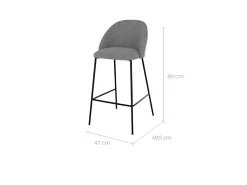Set de 2 sillas para isla de cocina en tela moteada gris oscuro 66 cm - Karl