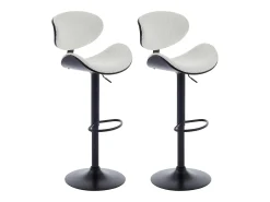 Set de 2 taburetes de bar de bouclette de tela y metal - Blanco y Negro - MONTENEGRO