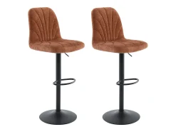 Set de 2 taburetes de bar de tela y metal - Altura ajustable - Terracota - LASANDRIA