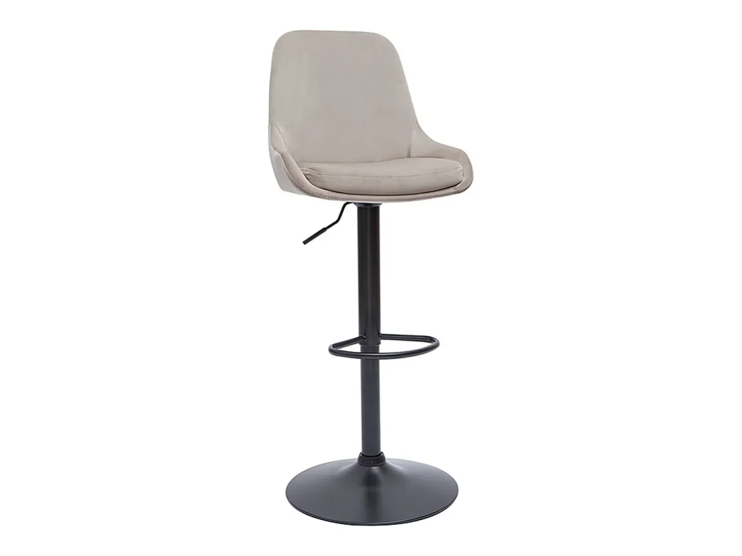 Set de 2 taburetes de cocina de diseño ajustables 360º de terciopelo topo y metal negro HOLO