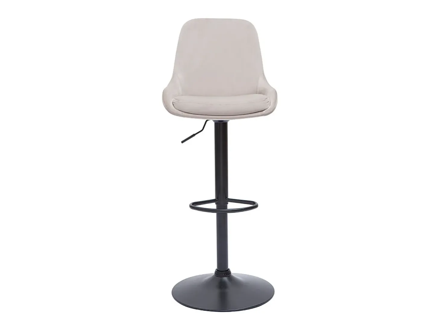 Set de 2 taburetes de cocina de diseño ajustables 360º de terciopelo topo y metal negro HOLO
