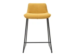 Set de 2 taburetes de cocina efecto aterciopelado texturizado amarillo mostaza y metal 65 cm BOOST