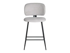 Set de 2 taburetes de cocina fijos efecto aterciopelado texturizado beige y metal negro 70 cm ATRIUM