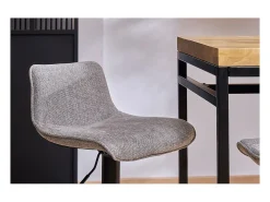 Set de 2 taburetes de cocina regulables y giratorios 360º de tejido efecto aterciopelado gris y metal negro BOOST