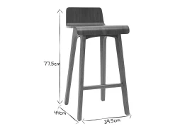 Set de 2 taburetes de cocina nórdicos madera clara 65 cm BALTIK