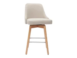 Set de 2 taburetes de cocina nórdicos de tela beige y madera maciza 65 cm HASTA