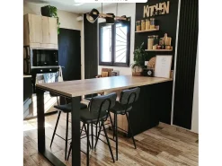 Set de 2 taburetes para isla de cocina de sintético gris/negro 66 cm - Texas