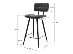 Set de 2 taburetes para isla de cocina gris/negro 66 cm - Texas