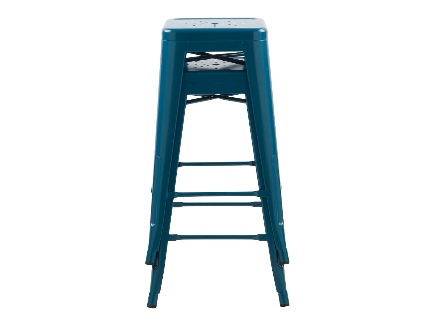 Set de 2 taburetes para isla de cocina en metal azul mate 66 cm - Indus