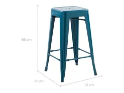 Set de 2 taburetes para isla de cocina en metal azul mate 66 cm - Indus