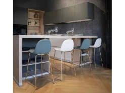 Set de 2 taburetes para isla de cocina en cuero sintético verde 65 cm - Henrik
