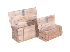 Set de baúl de almacenamiento de madera de acacia 2 unidades