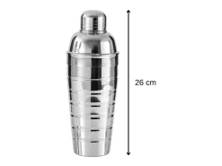 Set de cóctel Fackelmann inox 750 ml con dosificador doble cara 2/4 cl y 3 cucharas-pajitas de 18 cm