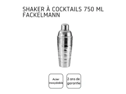Set de cóctel Fackelmann inox 750 ml con dosificador doble cara 2/4 cl y 3 cucharas-pajitas de 18 cm