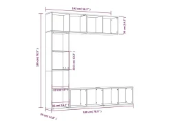 Set de estantería/mueble TV 3 pzas gris Sonoma 180x30x180 cm