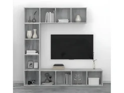 Set de estantería/mueble TV 3 piezas gris Sonoma 180x30x180 cm