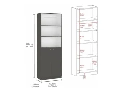 Set de estanteria de oficina home de 3 piezas en melamina con estantes , 180.6 cm X 170.6 cm X 29.9 cm , Multicolor