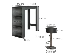Set de mesa de bar antracita 45x110x106 repose