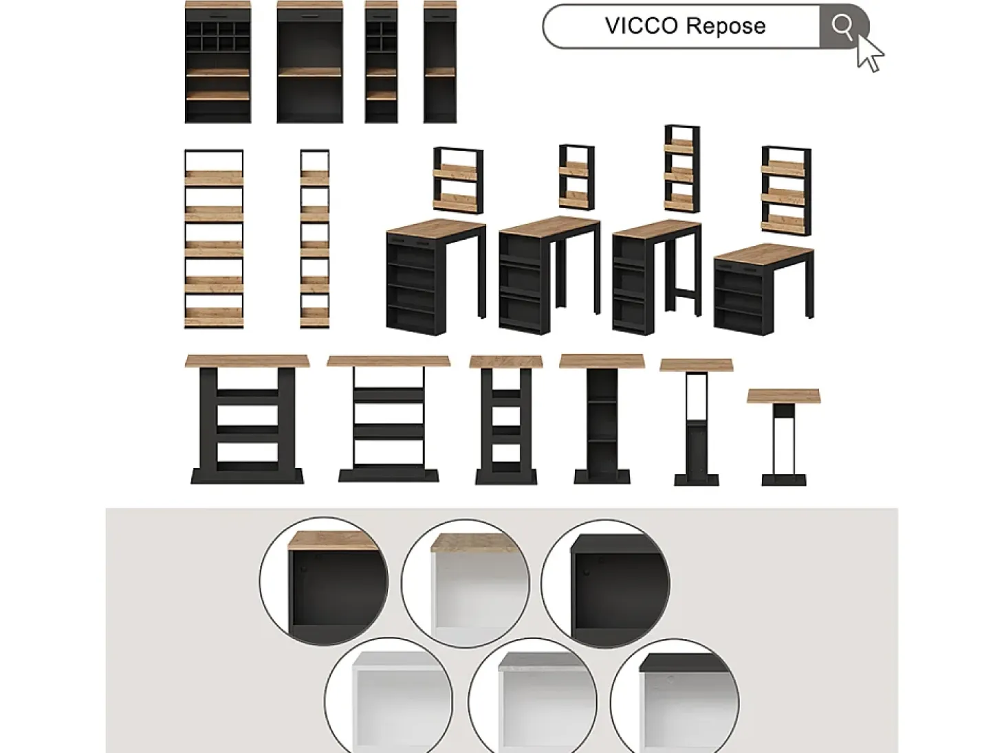 Set de mesa de bar blanco/antracita 57x117x106 repose