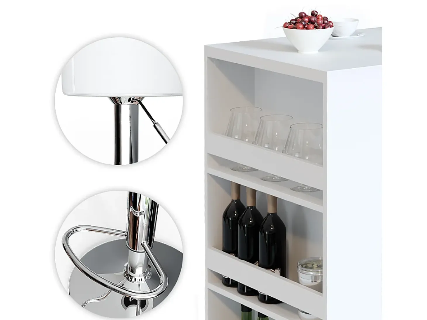 Set de mesa de bar blanco 57x80x106