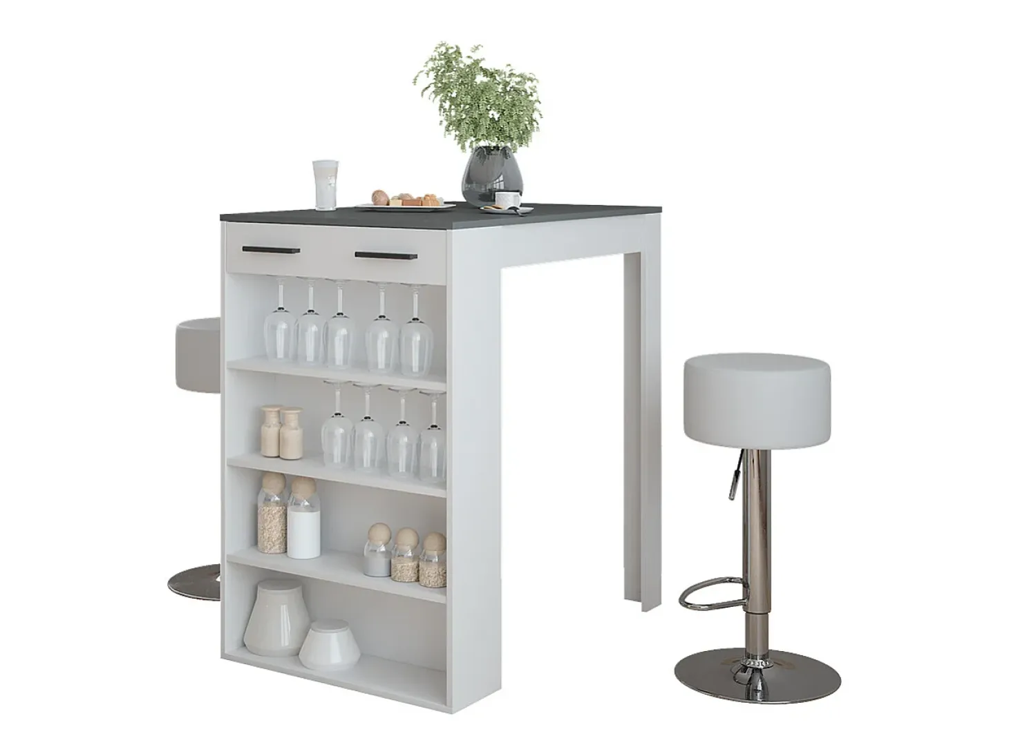 Set de mesa de bar blanco/antracita 67x100x106 repose