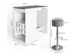 Set de mesa de bar blanco/antracita 115x50x104.6 ross