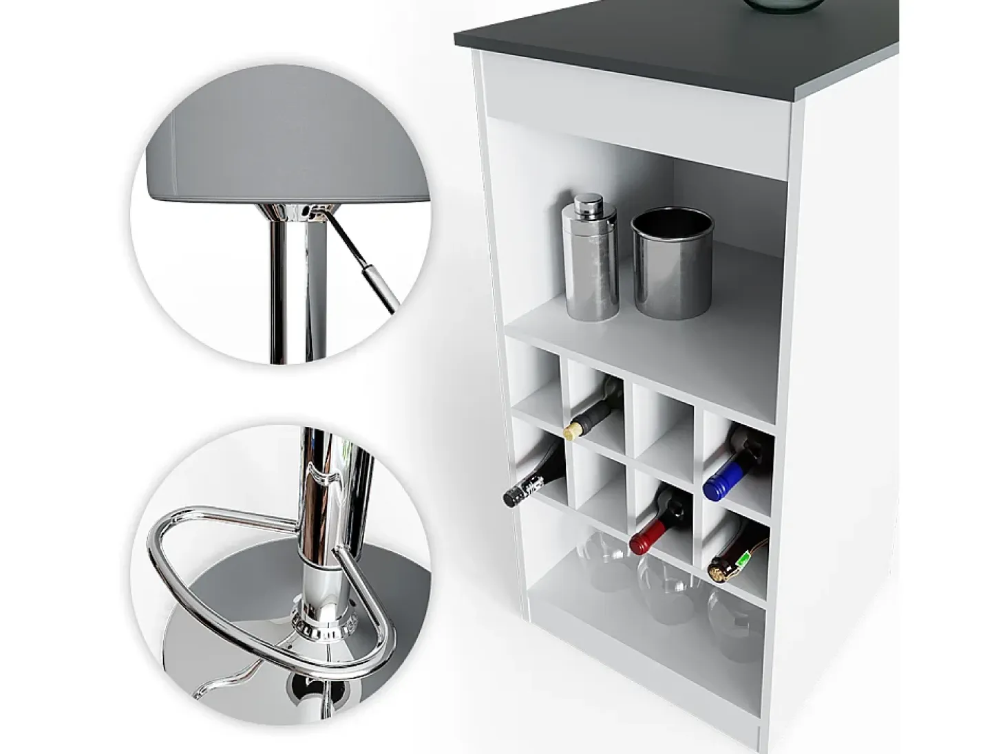 Set de mesa de bar blanco/antracita 115x50x104.6 ross