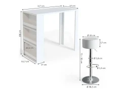 Set de mesa de bar blanco 57x117x106