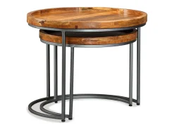 Set de mesas auxiliares 2 uds madera maciza de mango
