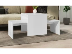 Set de mesas de centro madera contrachapada blanco 100x48x40 cm