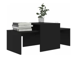 Set de mesas de centro madera contrachapada negro 100x48x40 cm