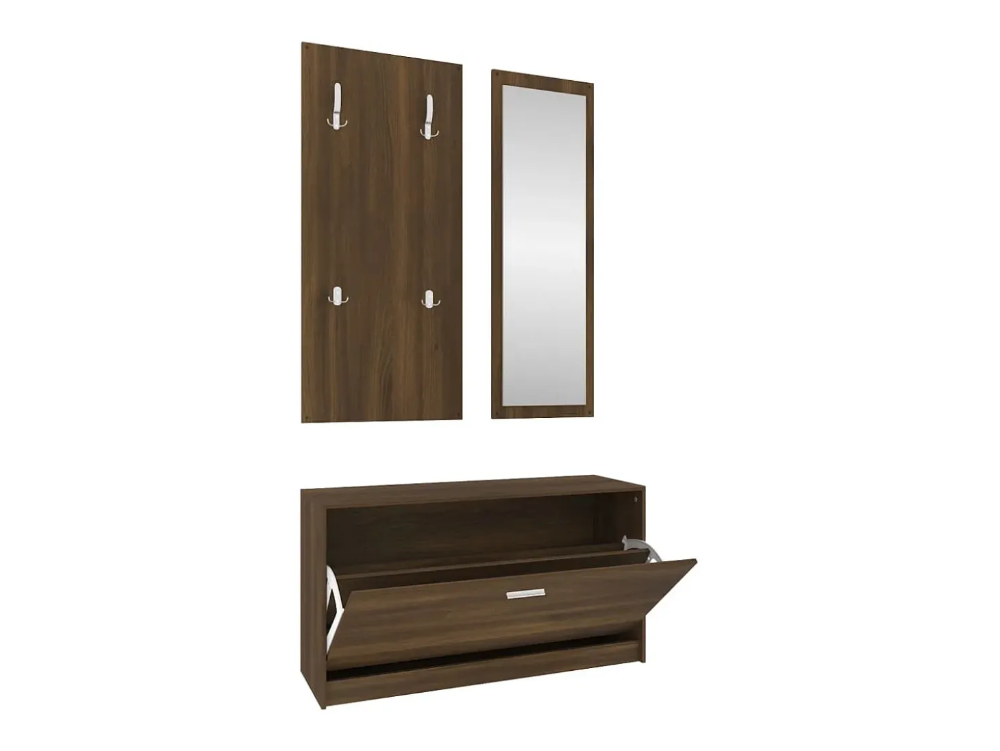 Set de mueble zapatero 3 en 1 madera contrachapada marrón roble ES112708