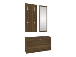 Set de mueble zapatero 3 en 1 madera contrachapada marrón roble ES112708