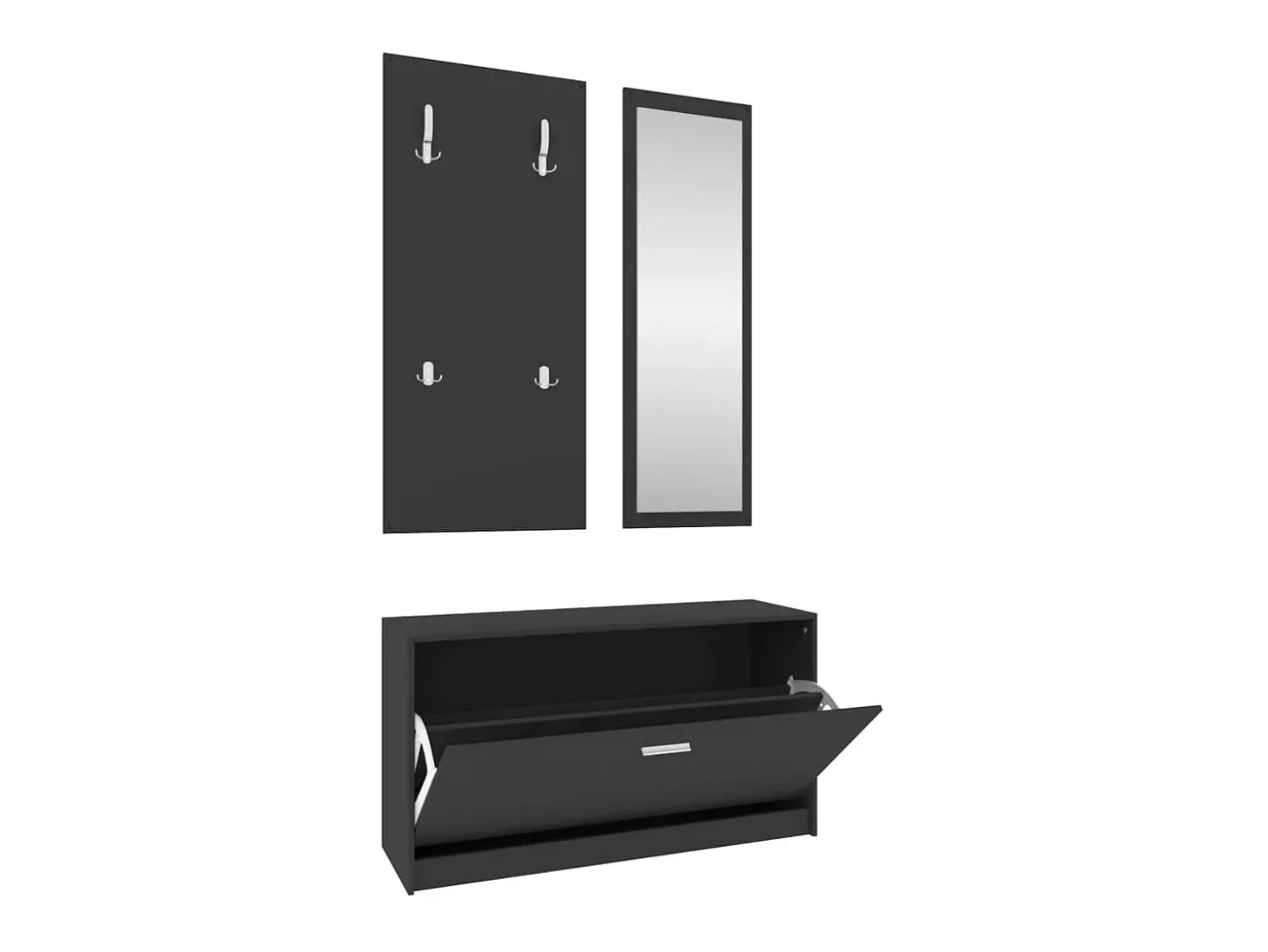 Set de mueble zapatero 3 en 1 madera contrachapada negro ES468969