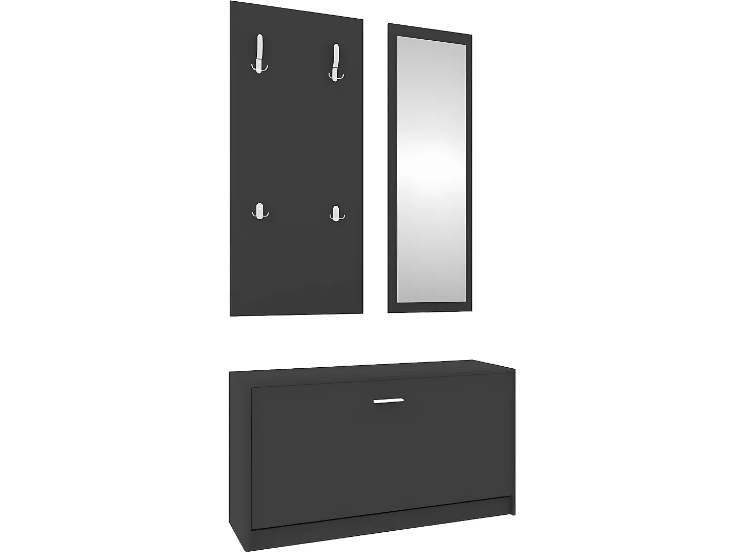 Set de mueble zapatero 3 en 1 madera contrachapada negro ES468969
